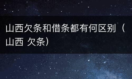 山西欠条和借条都有何区别（山西 欠条）