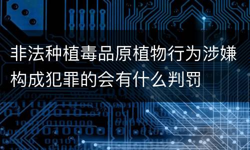 非法种植毒品原植物行为涉嫌构成犯罪的会有什么判罚