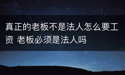 真正的老板不是法人怎么要工资 老板必须是法人吗