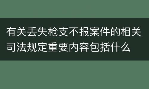 有关丢失枪支不报案件的相关司法规定重要内容包括什么