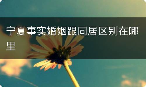 宁夏事实婚姻跟同居区别在哪里