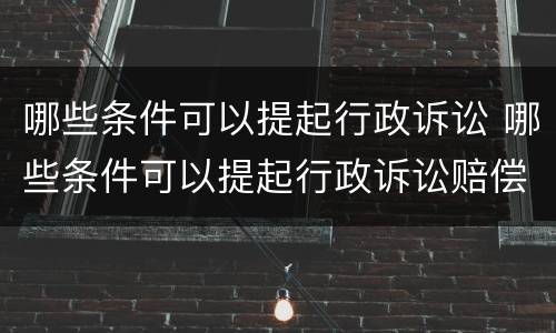 哪些条件可以提起行政诉讼 哪些条件可以提起行政诉讼赔偿