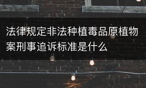 法律规定非法种植毒品原植物案刑事追诉标准是什么