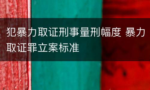 犯暴力取证刑事量刑幅度 暴力取证罪立案标准