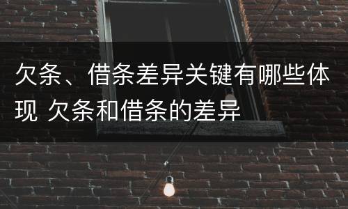 欠条、借条差异关键有哪些体现 欠条和借条的差异