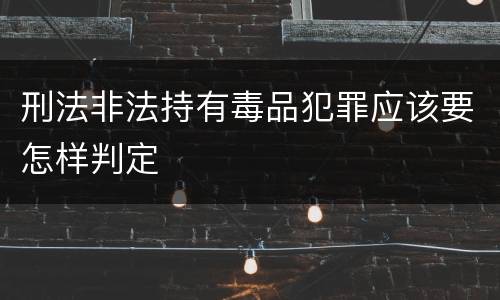 刑法非法持有毒品犯罪应该要怎样判定