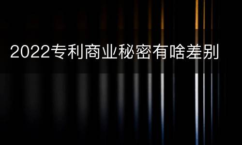2022专利商业秘密有啥差别