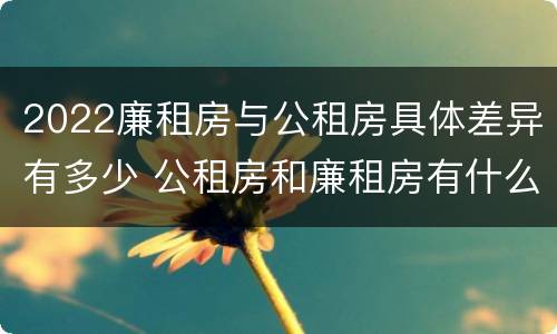 2022廉租房与公租房具体差异有多少 公租房和廉租房有什么区别?2019年的