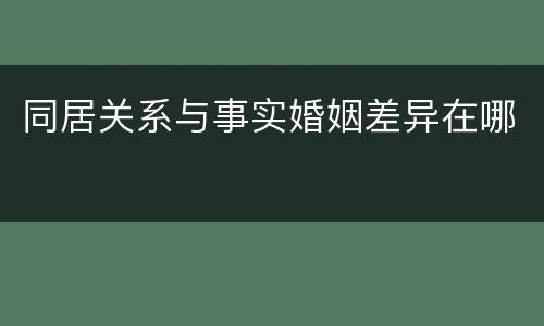 同居关系与事实婚姻差异在哪