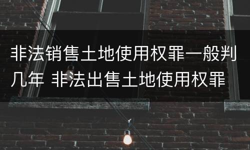 非法销售土地使用权罪一般判几年 非法出售土地使用权罪