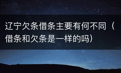 辽宁欠条借条主要有何不同（借条和欠条是一样的吗）