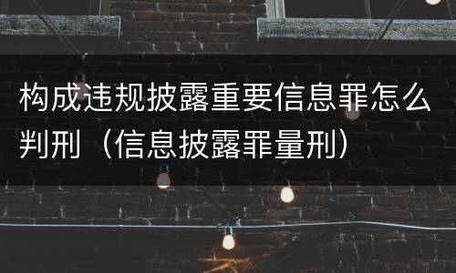 构成违规披露重要信息罪怎么判刑（信息披露罪量刑）