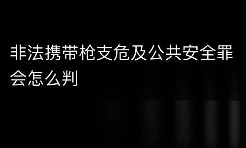 非法携带枪支危及公共安全罪会怎么判