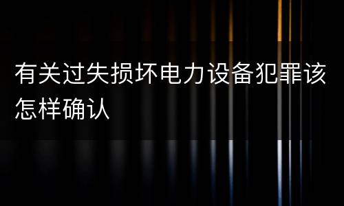 有关过失损坏电力设备犯罪该怎样确认