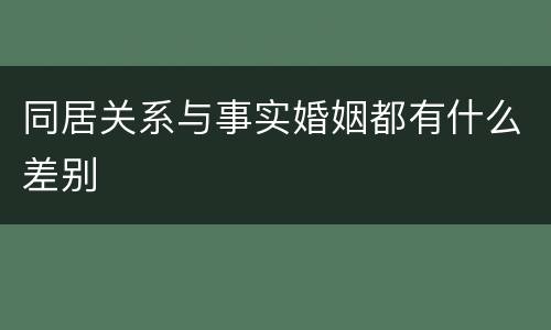 同居关系与事实婚姻都有什么差别