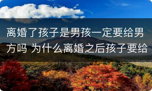 离婚了孩子是男孩一定要给男方吗 为什么离婚之后孩子要给男方