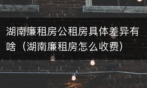 湖南廉租房公租房具体差异有啥（湖南廉租房怎么收费）