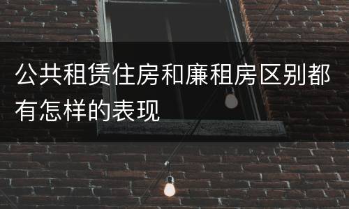 公共租赁住房和廉租房区别都有怎样的表现