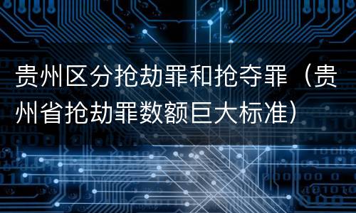 贵州区分抢劫罪和抢夺罪（贵州省抢劫罪数额巨大标准）