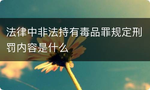 法律中非法持有毒品罪规定刑罚内容是什么
