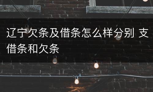 辽宁欠条及借条怎么样分别 支借条和欠条