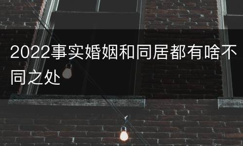 2022事实婚姻和同居都有啥不同之处