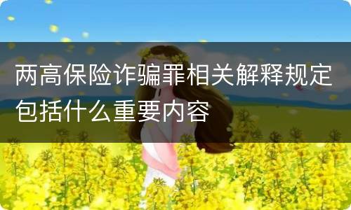 两高保险诈骗罪相关解释规定包括什么重要内容