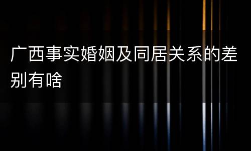 广西事实婚姻及同居关系的差别有啥