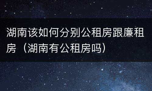 湖南该如何分别公租房跟廉租房（湖南有公租房吗）