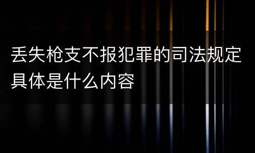 丢失枪支不报犯罪的司法规定具体是什么内容