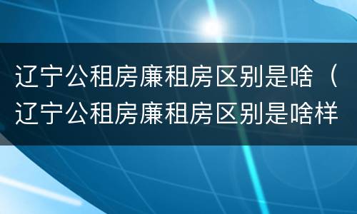 辽宁公租房廉租房区别是啥（辽宁公租房廉租房区别是啥样的）