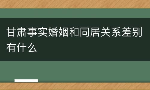 甘肃事实婚姻和同居关系差别有什么