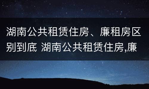 湖南公共租赁住房、廉租房区别到底 湖南公共租赁住房,廉租房区别到底是什么
