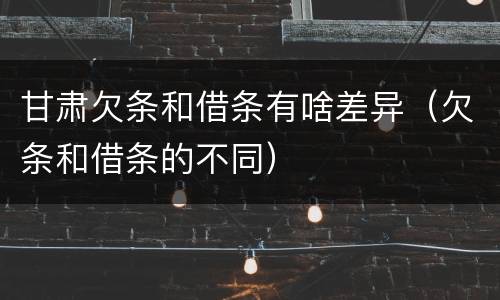 甘肃欠条和借条有啥差异（欠条和借条的不同）
