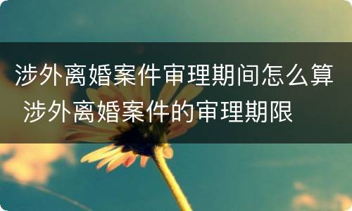 涉外离婚案件审理期间怎么算 涉外离婚案件的审理期限