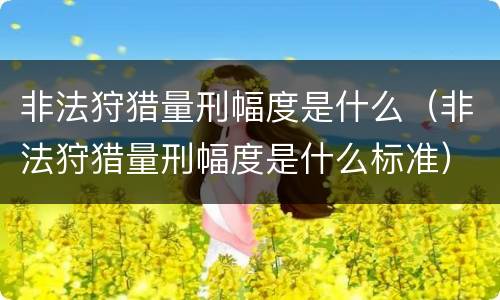 非法狩猎量刑幅度是什么（非法狩猎量刑幅度是什么标准）