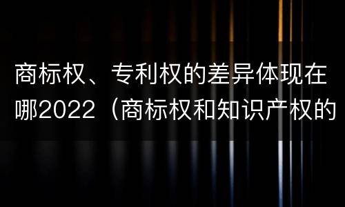 商标权、专利权的差异体现在哪2022（商标权和知识产权的区别）