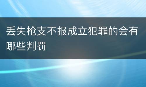 丢失枪支不报成立犯罪的会有哪些判罚