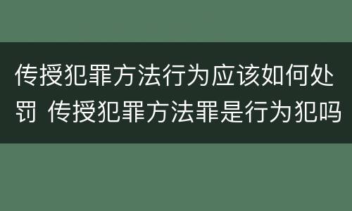 传授犯罪方法行为应该如何处罚 传授犯罪方法罪是行为犯吗