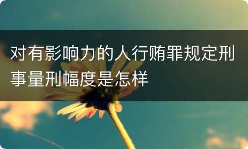 对有影响力的人行贿罪规定刑事量刑幅度是怎样