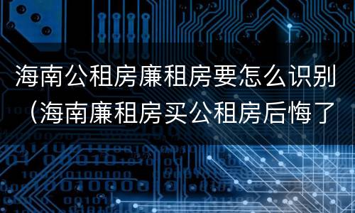海南公租房廉租房要怎么识别（海南廉租房买公租房后悔了）