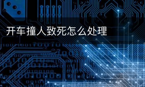 开车撞人致死怎么处理