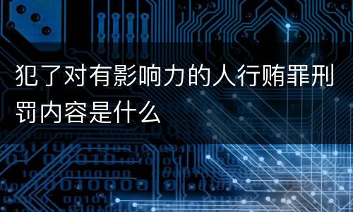 犯了对有影响力的人行贿罪刑罚内容是什么