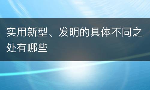 实用新型、发明的具体不同之处有哪些