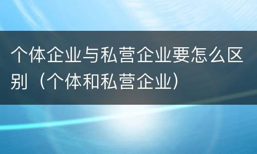个体企业与私营企业要怎么区别（个体和私营企业）