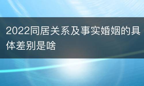 2022同居关系及事实婚姻的具体差别是啥