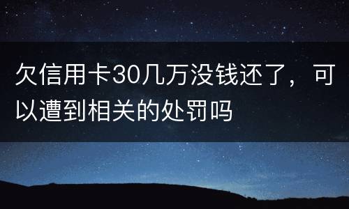 欠信用卡30几万没钱还了，可以遭到相关的处罚吗