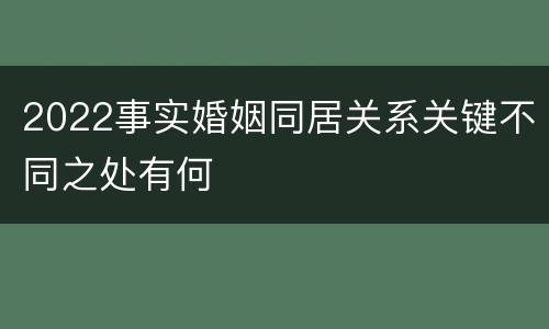 2022事实婚姻同居关系关键不同之处有何