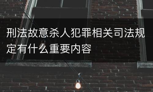 刑法故意杀人犯罪相关司法规定有什么重要内容