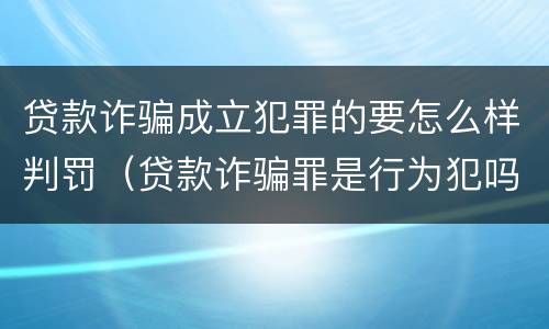 贷款诈骗成立犯罪的要怎么样判罚（贷款诈骗罪是行为犯吗）